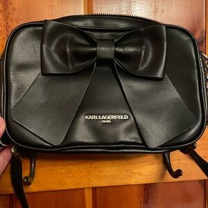 Karl Lagerfeld Small Black Bow Purse. Vegan Leather. Excellent Condition. Clean